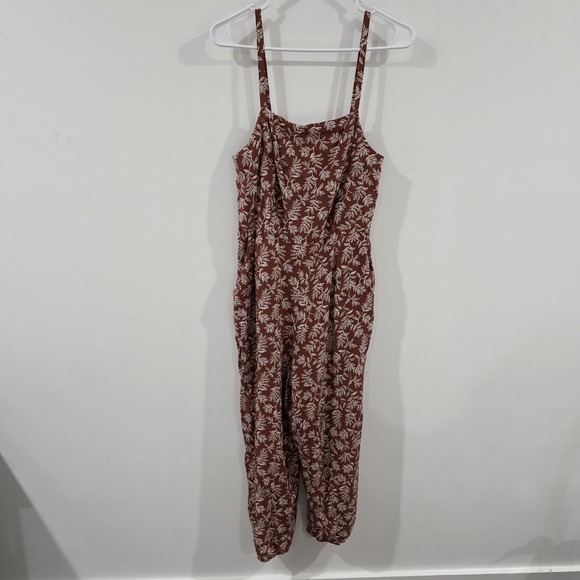 Old Navy Pants - Old‎ Navy Womens Jumpsuit Medium Floral Burnt Orange Tropical Summer Vacation